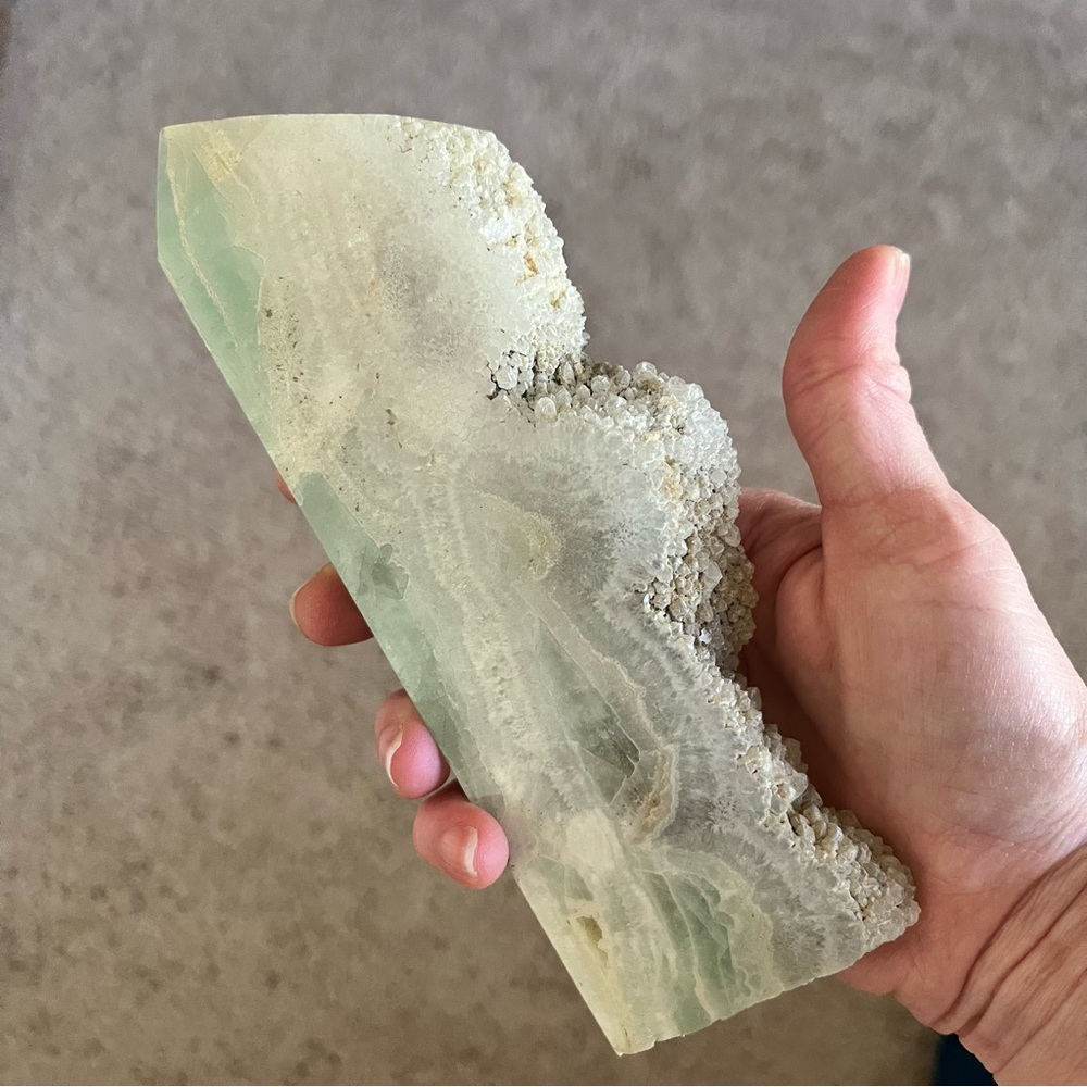 Green Fluorite Sugar Druzy Tower | Natural Stone Polished & Raw Crystal Slab